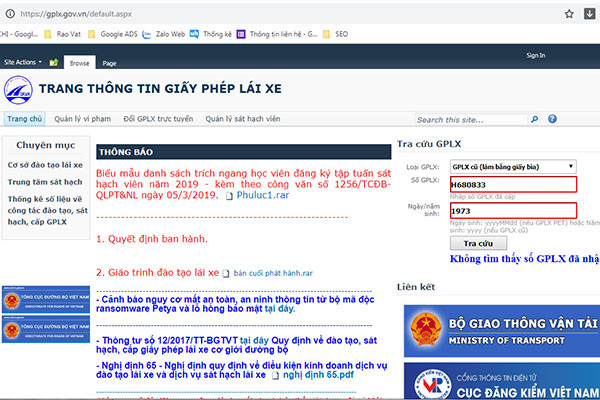 Website giả mạo trang tra cứu thông tin giấy phép lái xe - Hình 2 Website gia mao trang tra cuu thong tin giay phep lai xe-Hinh-2