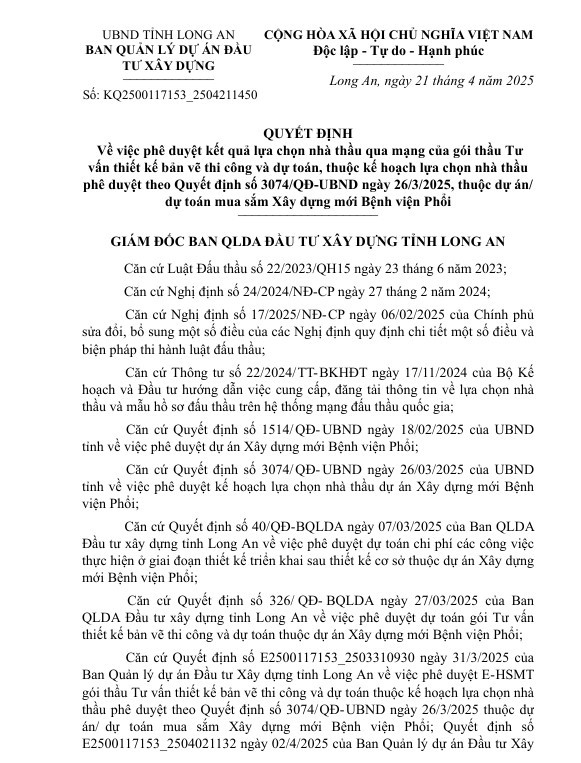 Long An: Đầu tư 300 tỷ đồng xây dựng mới Bệnh viện Phổi Long An: Dau tu 300 ty dong xay dung moi Benh vien Phoi