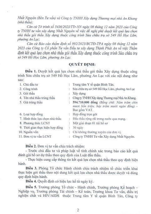 Trong một ngày, Nhà An Khang trúng 2 gói thầu của TTYT Bình Tân - Hình 2 Trong mot ngay, Nha An Khang trung 2 goi thau cua TTYT Binh Tan-Hinh-2