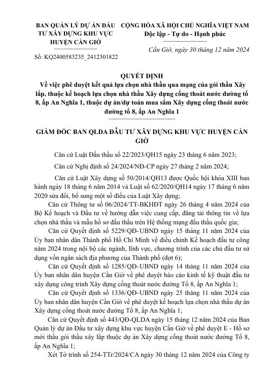 TP HCM: Cong ty 8868 mot ngay trung 5 goi thau tai Can Gio