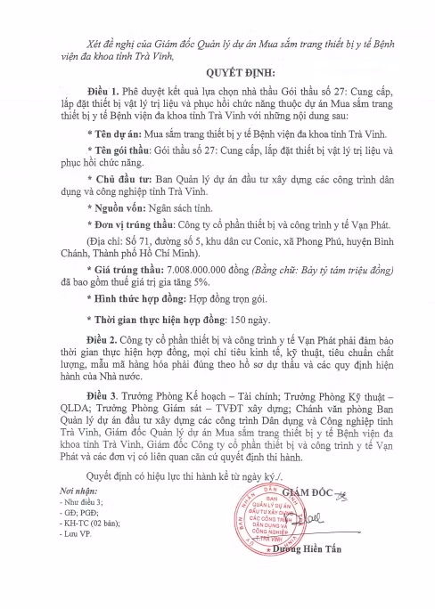 Tra Vinh: Trong 1 ngay Cty Van Phat trung 2 goi thau y te-Hinh-4