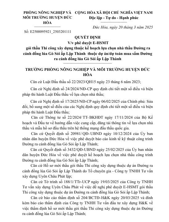 Long An: Phòng NN&MT Đức Hòa tìm nhà thầu 4 gói xây lắp - Hình 2 Long An: Phong NN&MT Duc Hoa tim nha thau 4 goi xay lap-Hinh-2