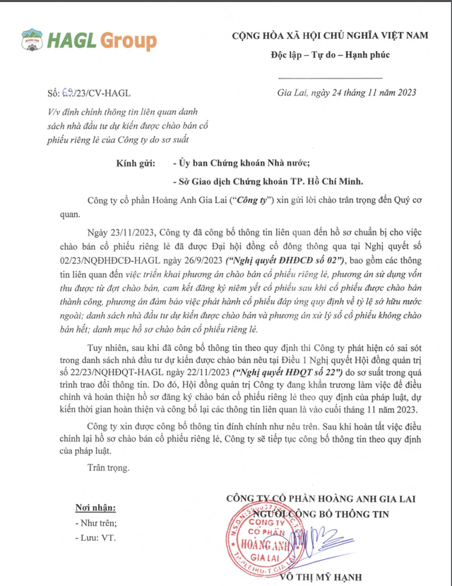 HAGL bất ngờ hủy danh sách nhà đầu tư chi 1.300 tỷ mua cổ phiếu HAGL bat ngo huy danh sach nha dau tu chi 1.300 ty mua co phieu
