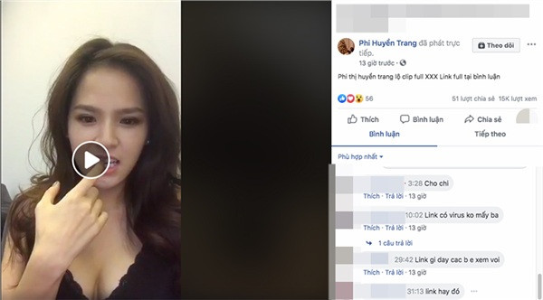 Bất chấp nghi vấn lộ clip "nóng", Phi Huyền Trang vẫn lên Livestream Bat chap nghi van lo clip