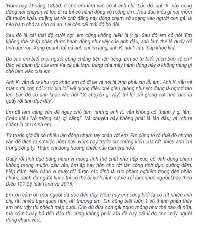 Co gai len mang keu cuu vi bi dong nghiep quay roi noi cong so