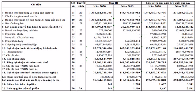 NBB bao loi nhuan quy 3/2020 giam 35% du doanh thu gap 9 lan