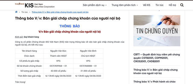 Bán giải chấp cổ phiếu của Chủ tịch và Tổng Giám đốc XNK Việt Phát Ban giai chap co phieu cua Chu tich va Tong Giam doc XNK Viet Phat