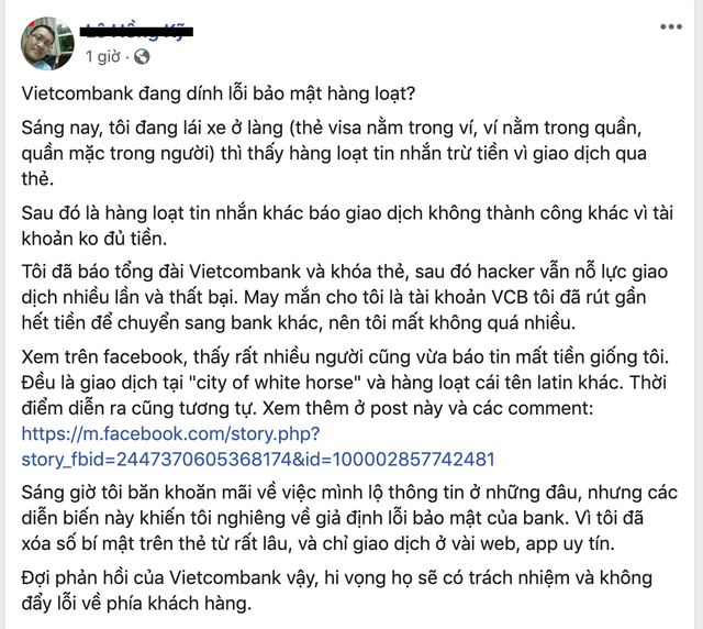 Nhiều khách hàng tố Vietcombank dính lỗi bảo mật hàng loạt Nhieu khach hang to Vietcombank dinh loi bao mat hang loat