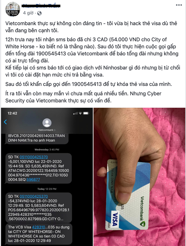 Nhiều khách hàng tố Vietcombank dính lỗi bảo mật hàng loạt - Hình 3 Nhieu khach hang to Vietcombank dinh loi bao mat hang loat-Hinh-3