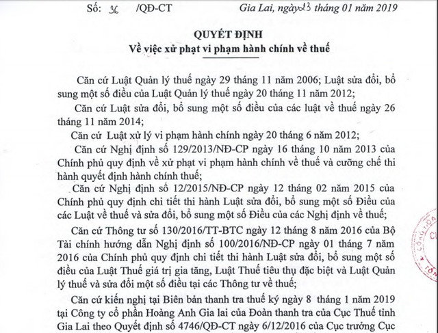 Hoàng Anh Gia Lai của bầu Đức bị truy thu thuế "khủng" - Hình 2 Hoang Anh Gia Lai cua bau Duc bi truy thu thue