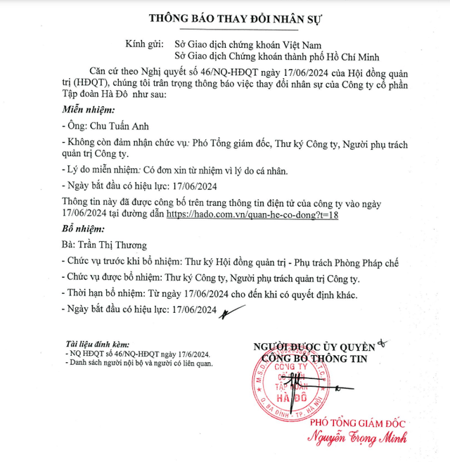 Tập đoàn Hà Đô bổ nhiệm Thư ký công ty sinh năm 1994 Tap doan Ha Do bo nhiem Thu ky cong ty sinh nam 1994