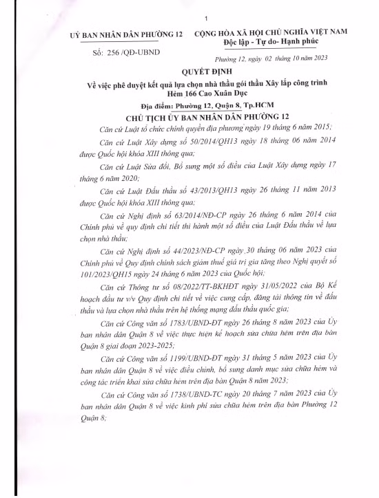 TPHCM: Kien Phuoc Thanh “mot minh mot ngua” trung 2 goi thau tai Phuong 12