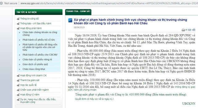 Lý do khiến Bánh kẹo Hải Châu bị phạt hơn 400 triệu Ly do khien Banh keo Hai Chau bi phat hon 400 trieu