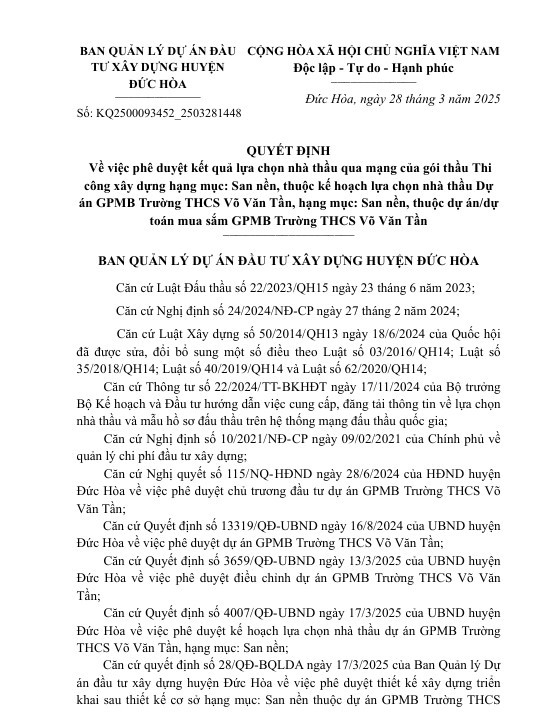 Gói xây lắp hơn 19 tỷ tại trường Võ Văn Tần về tay ai? Goi xay lap hon 19 ty tai truong Vo Van Tan ve tay ai?