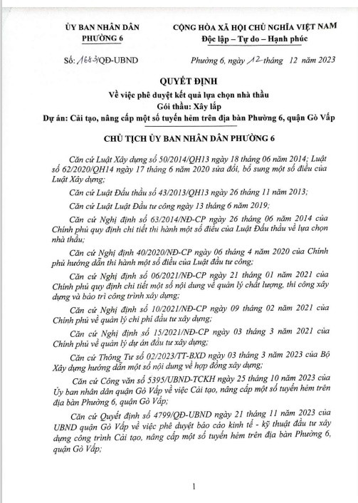 TP HCM: Duy nhất Cty Khải Hoàn dự gói thầu hơn 1,6 tỷ đồng tại Gò Vấp - Hình 2 TP HCM: Duy nhat Cty Khai Hoan du goi thau hon 1,6 ty dong tai Go Vap-Hinh-2