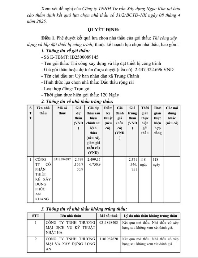 Phúc An Khang trúng gói thầu hơn 2 tỷ tại Trung Chánh, năng lực ra sao? - Hình 3 Phuc An Khang trung goi thau hon 2 ty tai Trung Chanh, nang luc ra sao?-Hinh-3