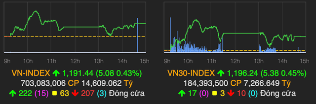 Chỉ số VN-Index lại quay đầu trước ngưỡng 1.200 điểm Chi so VN-Index lai quay dau truoc nguong 1.200 diem