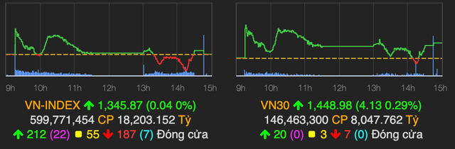 Phien giao dich am dam, VN-Index giam chan tai moc 1.345 diem