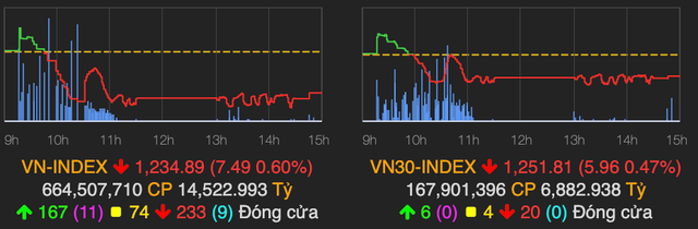 VN-Index giảm 8 điểm trong khi HNX-Index vẫn tăng tốt VN-Index giam 8 diem trong khi HNX-Index van tang tot