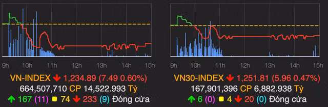 VN-Index giam 8 diem trong khi HNX-Index van tang tot