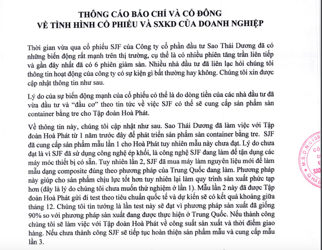 Chủ tịch SJF nói gì khi cổ phiếu nằm sàn 10 phiên liên tiếp? - Hình 2 Chu tich SJF noi gi khi co phieu nam san 10 phien lien tiep?-Hinh-2