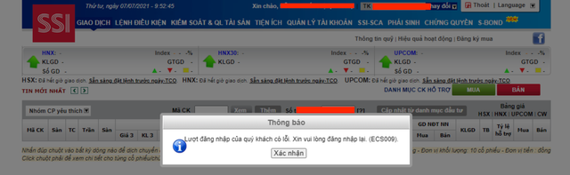 Hệ thống SSI, VPS lỗi khiến nhà đầu tư cắt lỗ, bắt đáy không được phiên sáng 7/7 He thong SSI, VPS loi khien nha dau tu cat lo, bat day khong duoc phien sang 7/7