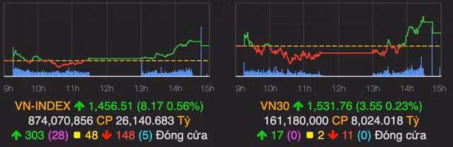 Nhom phan dam thang hoa, VN-Index tang them 8 diem