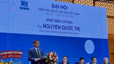 Thứ trưởng Bộ NN-MT Nguyễn Quốc Trị phát biểu chỉ đạo đại hội. Ảnh: Anh Phương