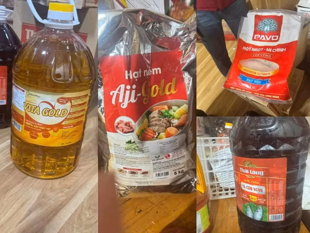 Hình ảnh các loại gia vị do phụ huynh chụp lại tại nơi chế biến suất ăn cho học sinh của công ty Mỹ Giang: Phụ huynh cung cấp