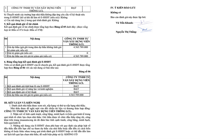 Một phần Báo cáo đánh giá E-HSDT do Công ty TNHH NHT Lâm Đồng phát hành. screen-shot-2025-06-06-at-144221.png