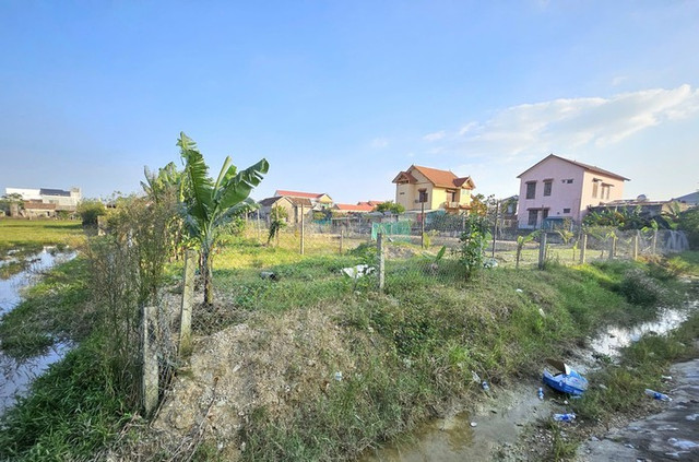Khu đất được gia đình cựu bí thư phường Quảng Phong lập hàng rào, đào ao, trồng cây...