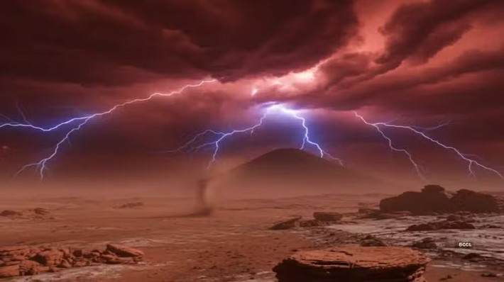 Theo các chuyên gia của NASA, tia lửa điện từ các vụ phóng điện, tương tự tĩnh điện trên Trái đất, có thể nghe rõ giữa tiếng gió giật mạnh và bụi va đập vào microphone. Ảnh: propakistani.pk.