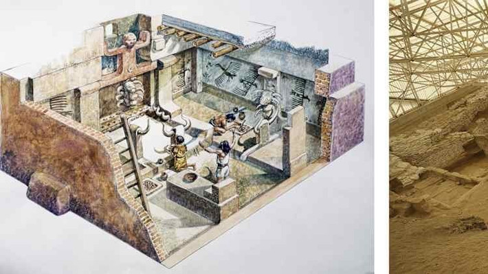 Nhà khảo cổ học Laura cho biết tàn tích của một thành lũy và hào nước cho thấy ngôi làng đã được phòng thủ chống lại các cuộc tấn công nhưng không rõ là kẻ tấn công là ai. Ảnh: DeAgostini/Getty Images &amp; Abdullah Coskun/Anadolu Agency/Getty Images.