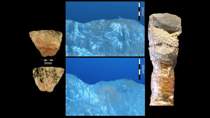 Nhóm chuyên gia đi đến kết luận này sau khi phân tích hóa học 10 đầu mũi tên được tìm thấy cách đây nhiều thập kỷ tại hang đá Umhlatuzana. Kết quả kiểm tra cho thấy 5 trong số những đầu mũi tên vẫn còn chứa dấu vết của chất độc. Ảnh: Marlize Lombard.