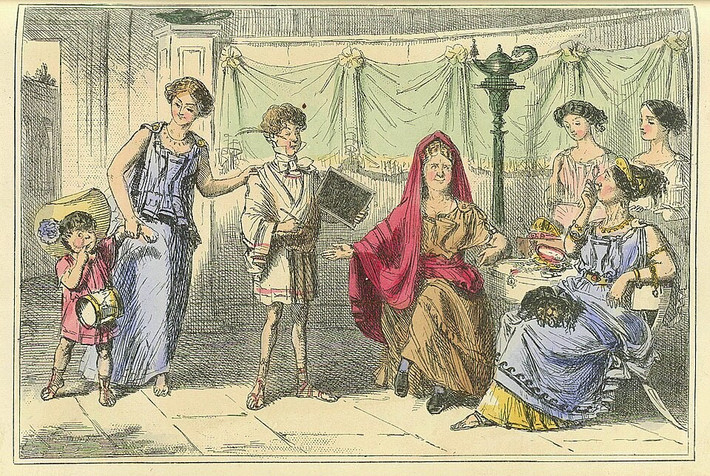 Bức tượng khắc họa hình ảnh một người đàn ông có vóc dáng mũm mĩm, đeo mặt nạ hài hước và mặc bộ đồ liền thân có họa tiết chữ thập. Ảnh: wikimedia commons.