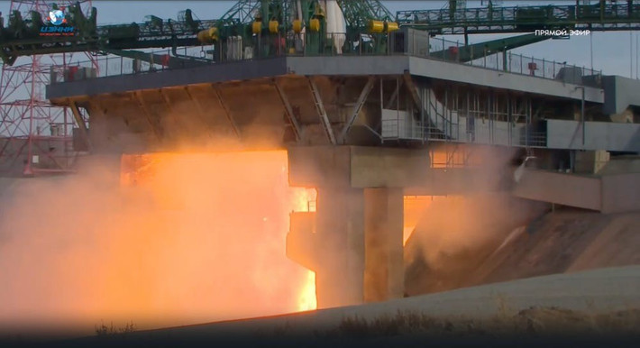 Tổ hợp phóng duy nhất đang hoạt động của Nga đã bị hư hại trong vụ phóng tên lửa ngày 27/11. Thông tin này đã được Cơ quan vũ trụ Nga Roscosmos xác nhận nhưng không nêu rõ mức độ hư hại. Ảnh: Screenshot/Roscosmos.