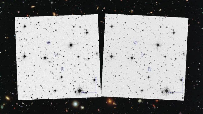 Đáng chú ý, những hình ảnh này được chụp trước khi vệ tinh nhân tạo đầu tiên Sputnik được phóng lên quỹ đạo vào tháng 10/1957. Ảnh: Villarroel et al. / Publications of the Astronomical Society of the Pacific; Hubble Space Telescope (background).