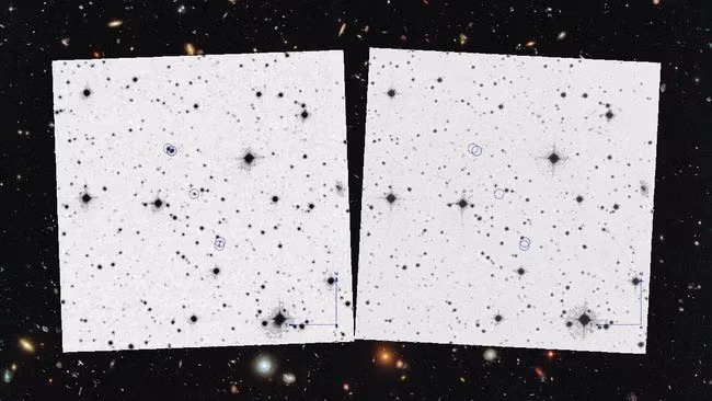 Đáng chú ý, những hình ảnh này được chụp trước khi vệ tinh nhân tạo đầu tiên Sputnik được phóng lên quỹ đạo vào tháng 10/1957. Ảnh: Villarroel et al. / Publications of the Astronomical Society of the Pacific; Hubble Space Telescope (background).