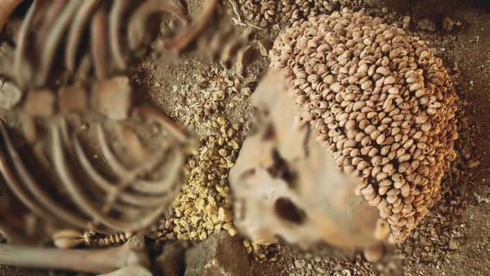 Cách đây gần 28.000 năm, một nam thiếu niên được chôn cất cẩn thận trong một hang động ở khu vực ngày nay thuộc miền bắc Italy. Đầu cậu được che phủ bởi một chiếc mũ làm từ vỏ sò tuyệt đẹp và tay phải nắm chặt một lưỡi dao bằng đá lửa. Ảnh: Getty Images.