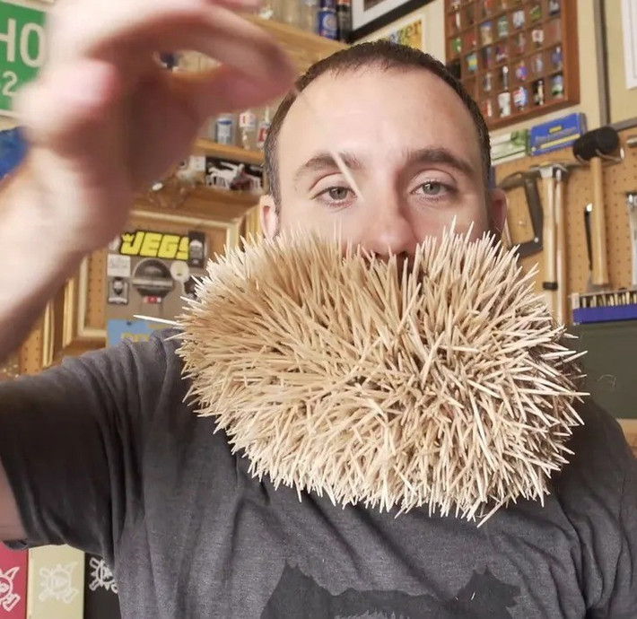 Vào năm 2018, Joel Strasser đã lập kỷ lục khi thành công đặt 3.500 chiếc tăm vào trong bộ râu của mình trong khoảng thời gian 3 giờ 13 phút. Ảnh: East News.