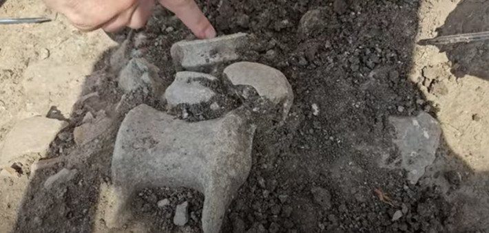 Theo các nhà nghiên cứu, người Canaan có thể đã chôn "bộ ấm trà" như lễ vật tế lễ. Các lễ vật thờ cúng khác của người Canaan được tìm thấy trong một số hố nhỏ trong quá trình khai quật bao gồm các bình và một số được nhập khẩu từ Síp. Ảnh: Israel Antiquities Authority Official Channel/Youtube.