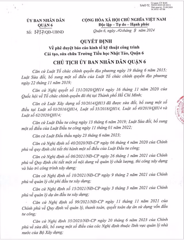 TP HCM: Cty Cong trinh se thi cong cai tao truong Nhat Tao, Q6