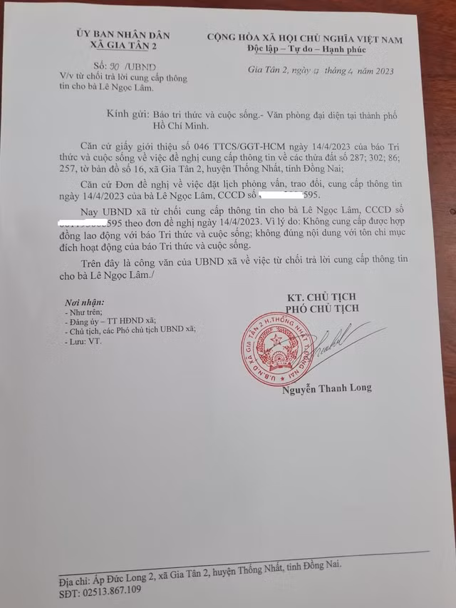 UBND xa Gia Tan 2: “Phong vien muon tac nghiep phai ...trinh HDLD“