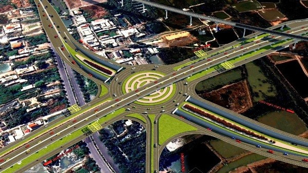Phối cảnh dự án nút giao thông kết nối cao tốc Bến Lức - Long Thành với đường Rừng Sác, Cần Giờ. Ảnh: SXD nut-giao-1.jpg