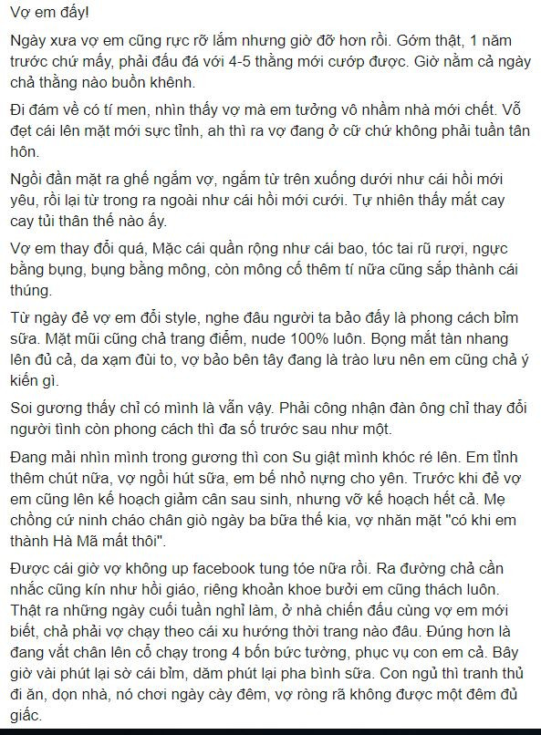 Dang dan “che” vo o cu nhung chong lai duoc dan mang khen het loi