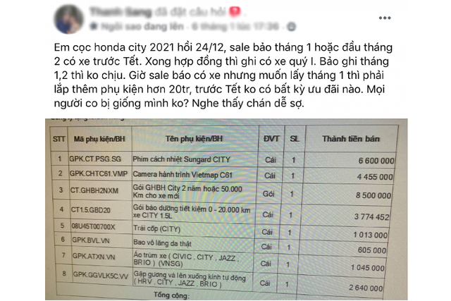 Khách bức xúc tố đại lý bán Honda City kiểu “bia kèm lạc” - Hình 3 Khach buc xuc to dai ly ban Honda City kieu “bia kem lac”-Hinh-3
