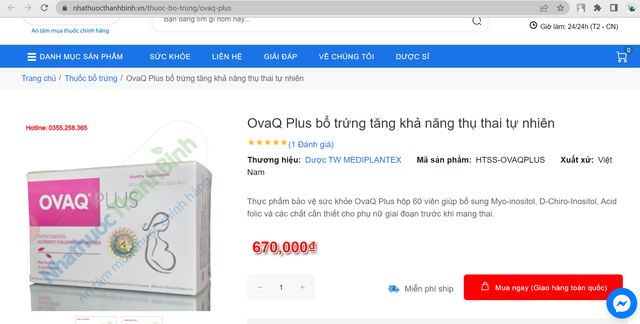 Dù đã bị cảnh cáo nhưng thực phẩm chức năng OvaQ Plus vẫn tiếp tục 'nổ' công dụng chữa vô sinh Du da bi canh cao nhung thuc pham chuc nang OvaQ Plus van tiep tuc 'no' cong dung chua vo sinh