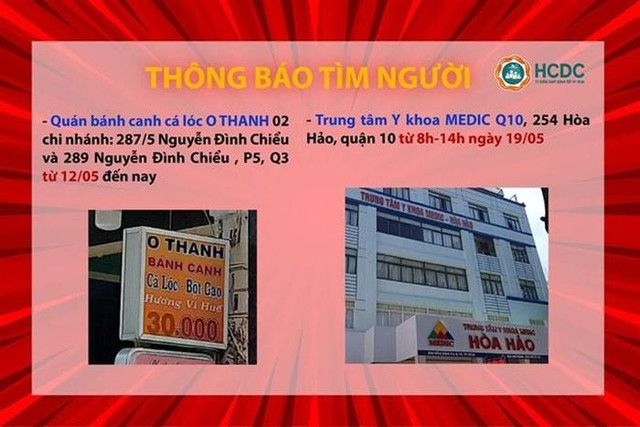 NÓNG: Tìm người từng tới những địa điểm sau ở TP.HCM NONG: Tim nguoi tung toi nhung dia diem sau o TP.HCM