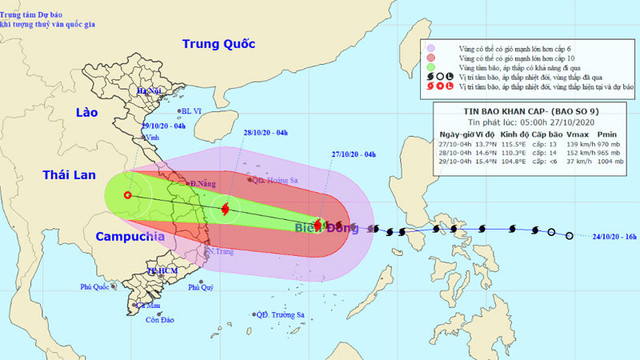 Bão số 9 giật cấp 17 hướng vào vùng biển từ Đà Nẵng đến Phú Yên Bao so 9 giat cap 17 huong vao vung bien tu Da Nang den Phu Yen