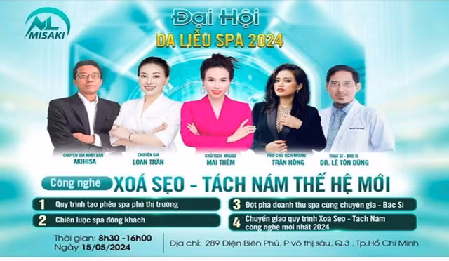Phat hien “Dai hoi Da lieu Spa 2024” quang ba my pham trai quy dinh